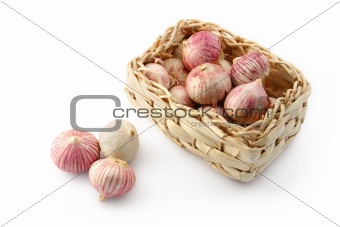 Garlic in a wicker basket