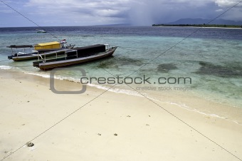 docked boat in Gili island