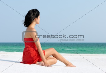 Young Happy Woman  on a Beach