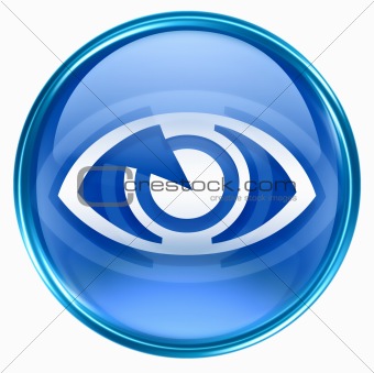 eye icon blue, isolated on white background.