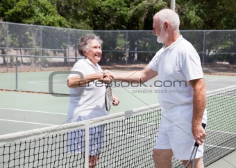 Senior Tennis Players Handshake