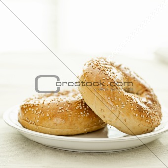 two bagels with selective focus