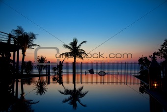 Sunset and infinity pool