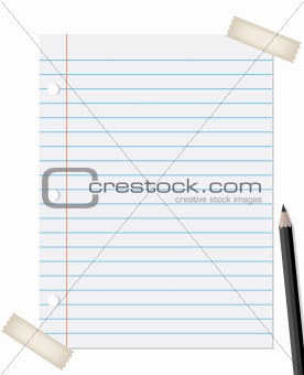 lined paper with pencil