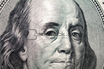 close up of dollar ,benjamin franklin