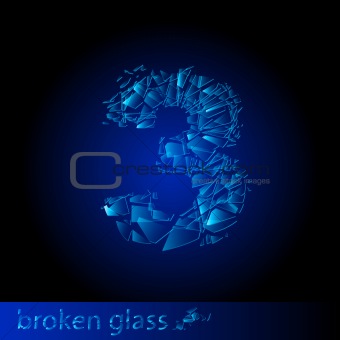 Broken glass - digit three