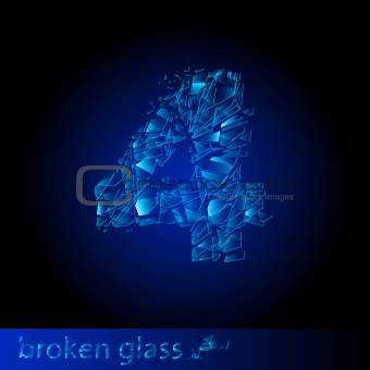 Broken glass - digit four