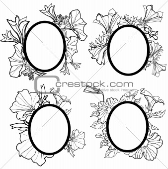 Vector set of vintage frames with flowers - orchid