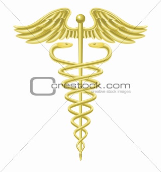 Caduceus gold medical symbol