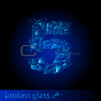 Broken glass  - digit five