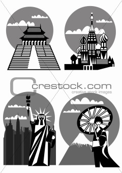 various famous landmarks - vector