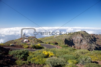 La Palma observatories over clouds
