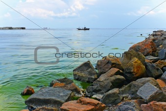 Bay with rocky shore