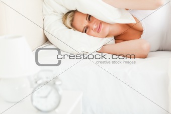 Angry woman waking up