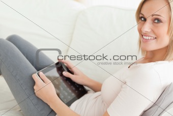 Woman with a tablet computer
