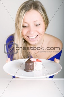 woman hold cake