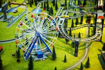 Model - park with a Ferris wheel and railway