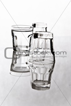 shot glasses on white background