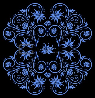 Abstract floral ornament in blue color