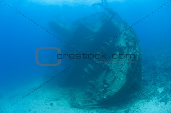 Large stern section of an underwater shipwreck