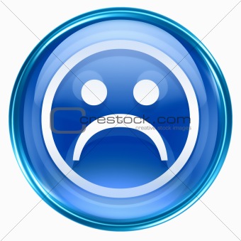 Smiley Face, dissatisfied blue, isolated on white background.
