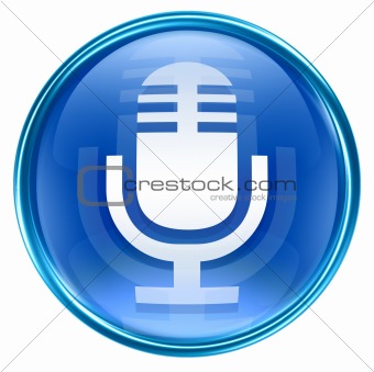 Microphone icon blue, isolated on white background