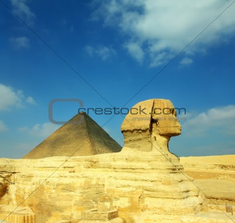 egypt Cheops pyramid and sphinx