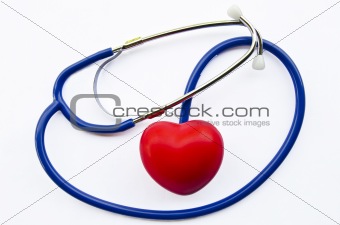 Red heart and blue stethoscope