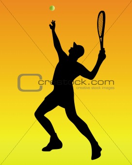 tennis player on an orange background