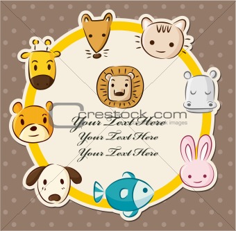 cartoon animal head card
