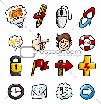 cartoon hand draw web icons collection
