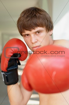 Close-up portrait of a boxer
