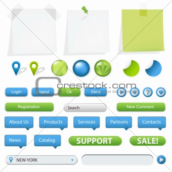 GPS Navigation Elements And Blank Note Papers