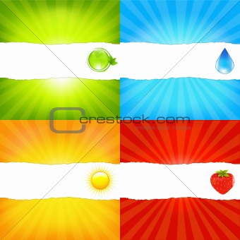Sunburst Background Set With Paper And Beams