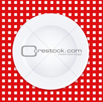 White Plate On Checkered Tablecloth