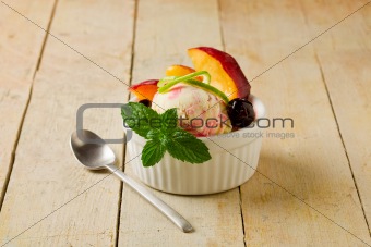 Ice Cream cup with fruits
