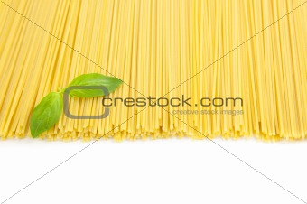 Italian cooking / spaghetti with basil / isolated on white