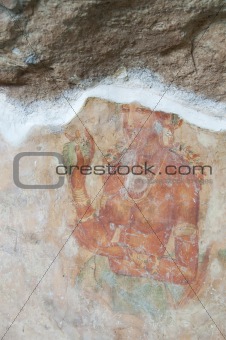Ancient famous wall frescoes at Sigirya