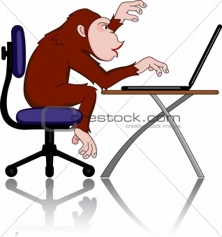 Chimpanzee with computer