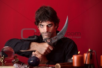 Warlock Holds an Athame