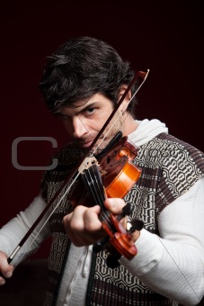 Man Plays His Violin