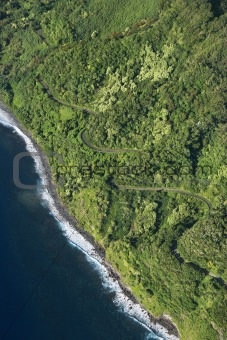 Maui coast with road.
