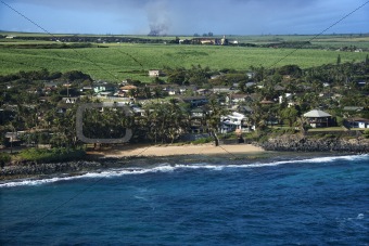 Houses on Maui coast.