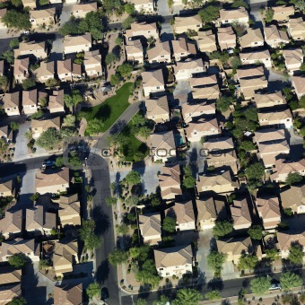 Aerial of suburbs.