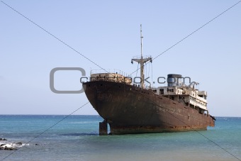 Wrecked ship in Lanzarote