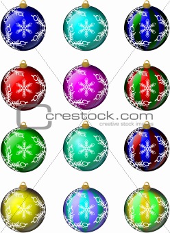 Glass Christmas Ornaments Set #1 Snowflakes