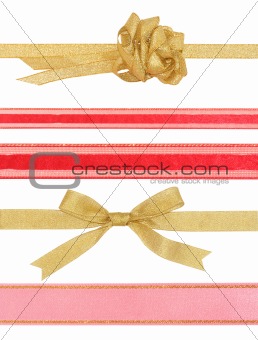 Celebratory and Christmas ribbons with clipping paths