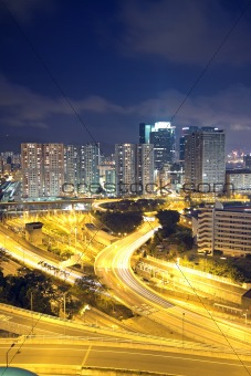 traffic in Hong Kong at night 