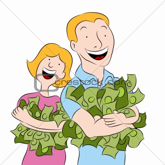 People Holding Piles of Money