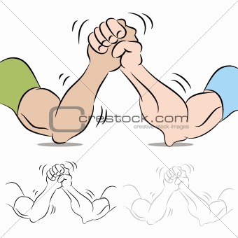 Two People Arm Wrestling